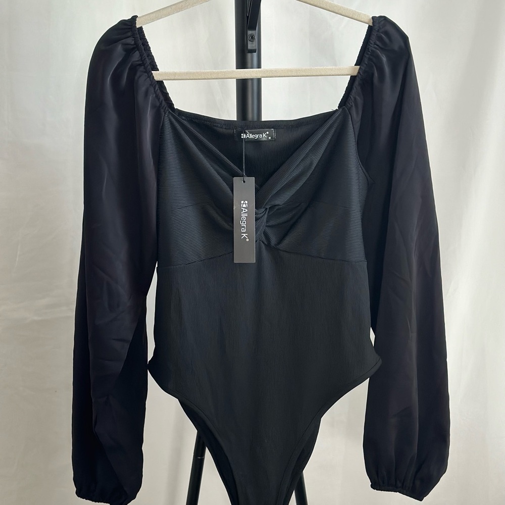 🌼ALLEGRA K BODYSUIT/BLOUSE‎ . Size Med. BLACK